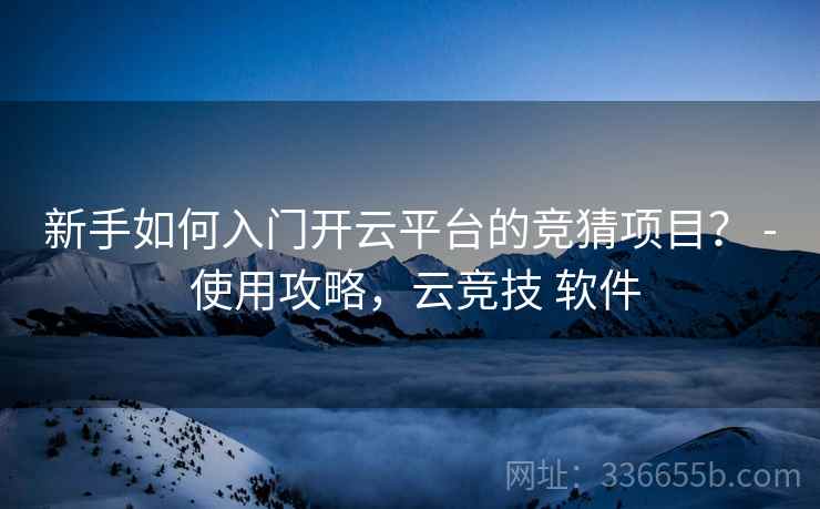 新手如何入门开云平台的竞猜项目？ - 使用攻略，云竞技 软件