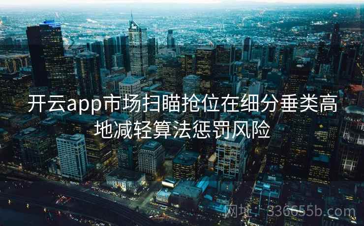 开云app市场扫瞄抢位在细分垂类高地减轻算法惩罚风险