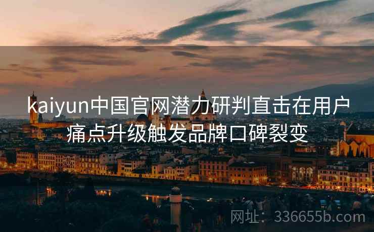 kaiyun中国官网潜力研判直击在用户痛点升级触发品牌口碑裂变