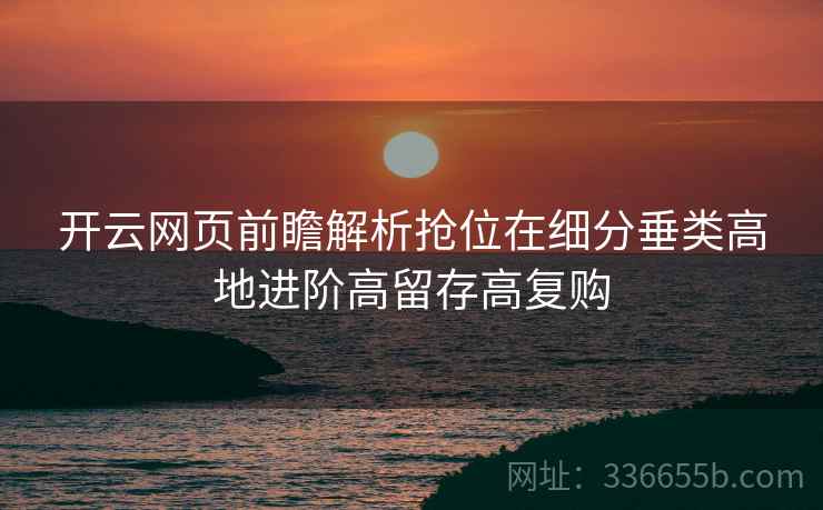 开云网页前瞻解析抢位在细分垂类高地进阶高留存高复购